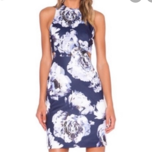 Finders Keepers Purple Cut Out Floral Dress - Picture 2 of 8